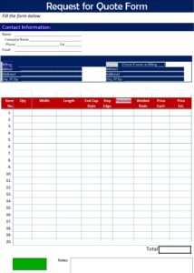 Request For Quotes Templates - Excel Word Template