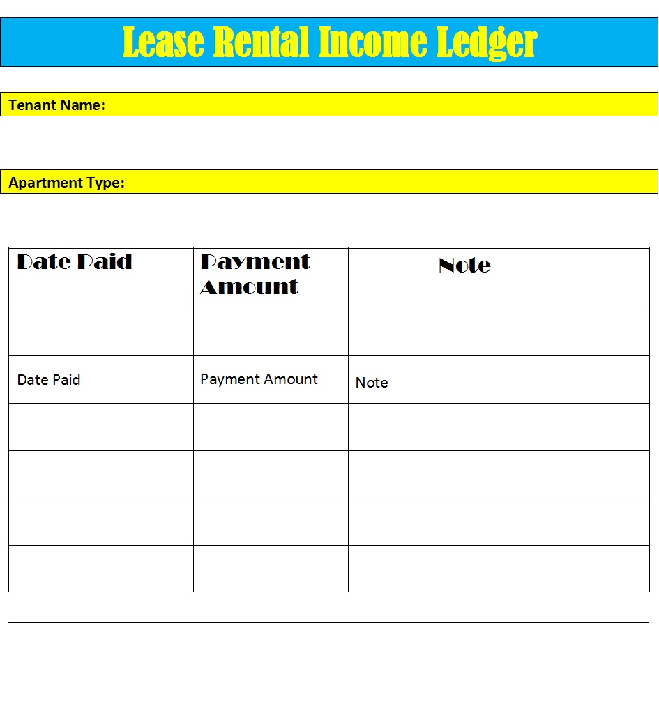 Best 5 Lease Rental Ledger Templates Excel Word Template