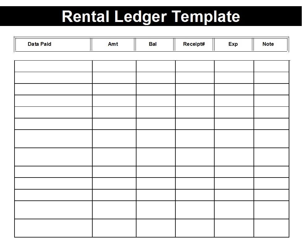 Best 5 Lease Rental Ledger Templates