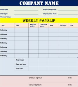 Payslip Template - Excel Word Template