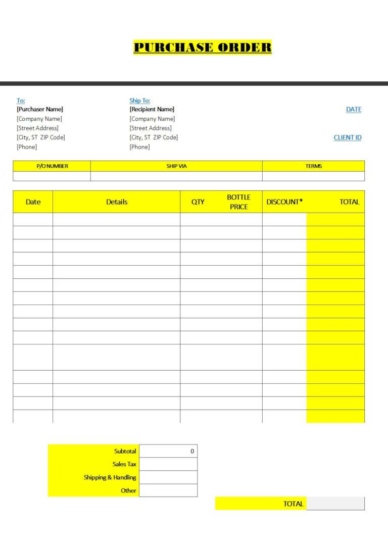 Top 8 Purchase Order Templates Excel Word Template 7540