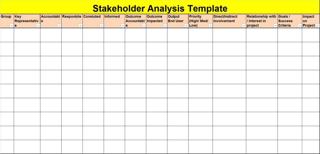 Stakeholder Analysis Matrix Template - Excel Word Template