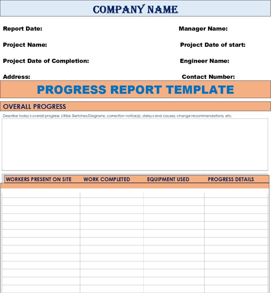 Progress Report Templates Excel Word Template