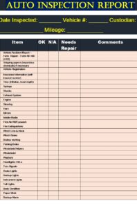 Auto Inspection Report Templates - Excel Word Template