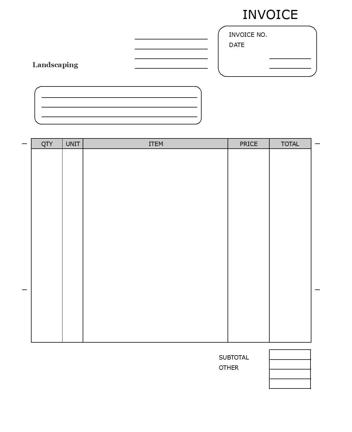 Best 7 Landscape Invoice Templates  Excel Word Template