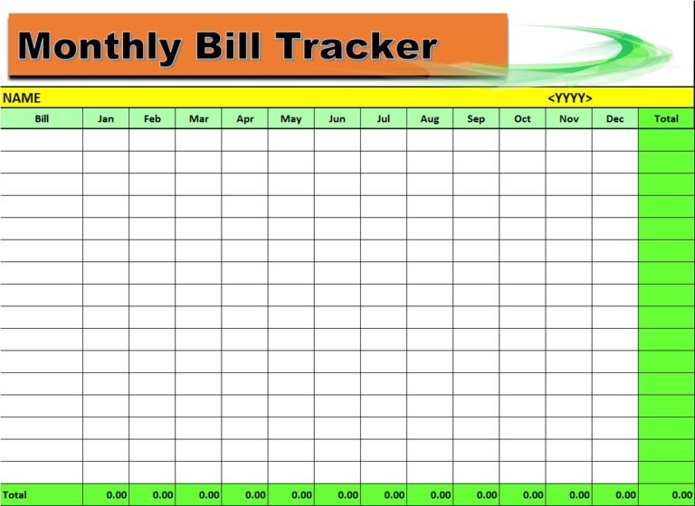 Best 5 Bill Tracker Templates - Excel Word Template