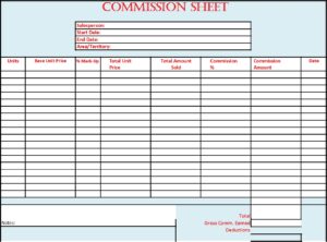 Free Commission Sheet Templates - Excel Word Template