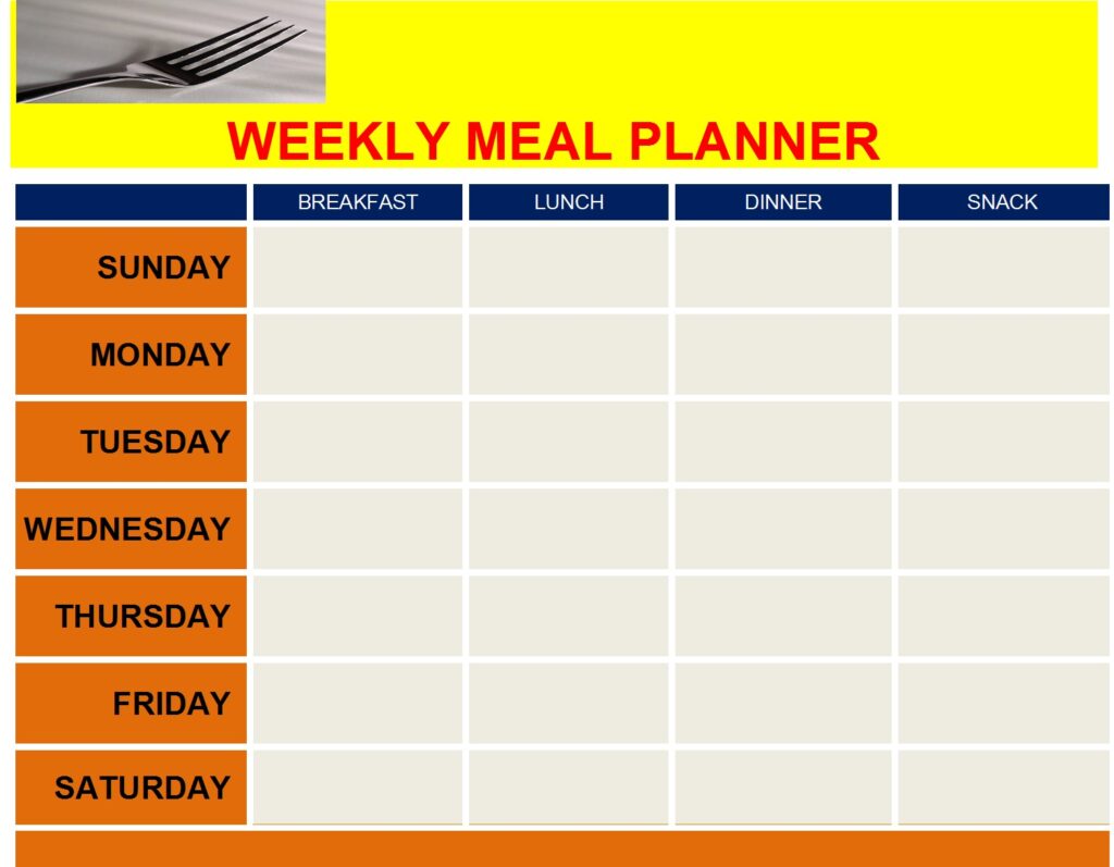 Best 10 Weekly Meal Plan Templates - Excel Word Template