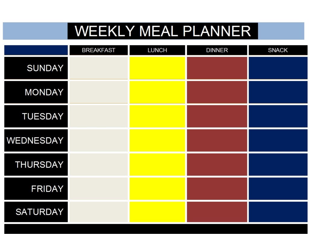 Best 10 Weekly Meal Plan Templates - Excel Word Template