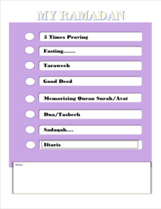 Printable Ramadan To-do List Templates - Excel Word Template