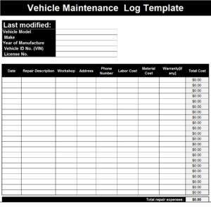 Cars Maintenance Log Templates - Excel Word Template