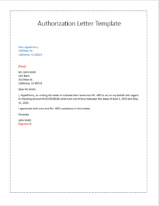 Authorization Letter Templates - Excel Word Template