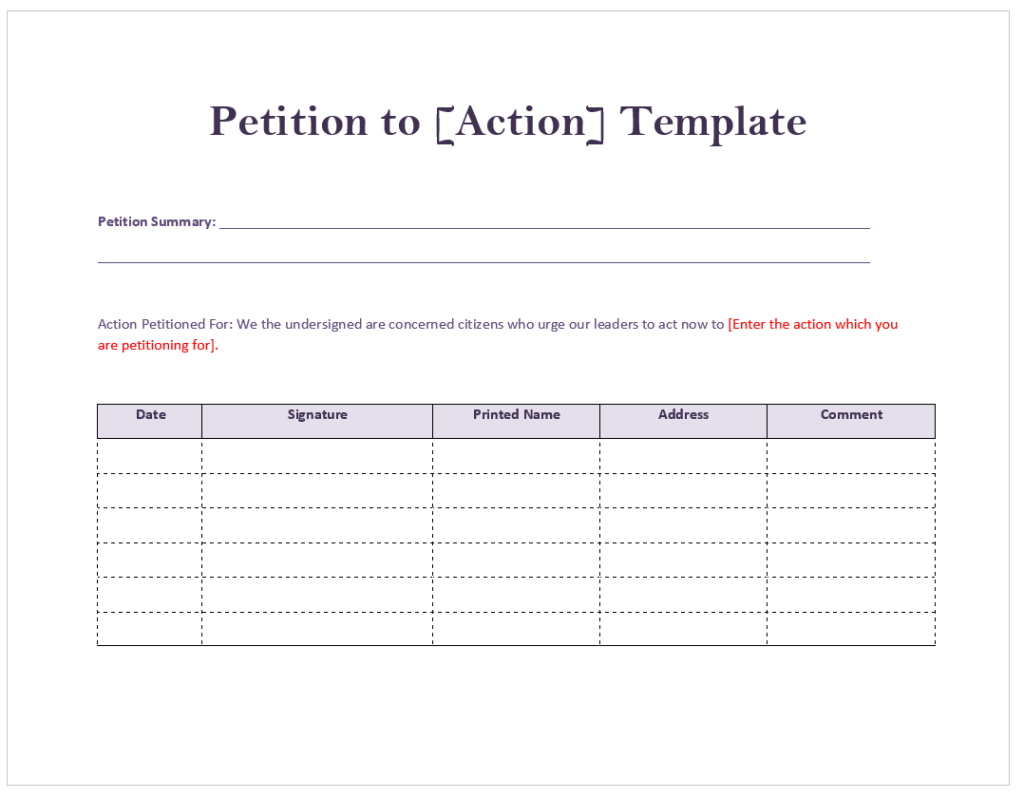 Best 5 Petition Templates - Excel Word Template