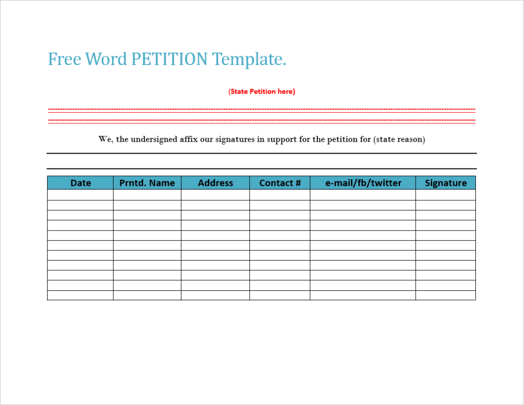 Best 5 Petition Templates - Excel Word Template