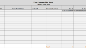 Customer List Templates - Excel Word Template