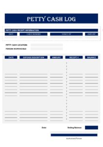 Petty Cash Log Form Templates - Excel Word Template