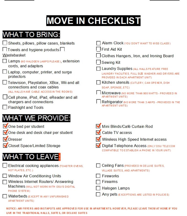 Rental Move In/out Inspection List Templates - Excel Word Template