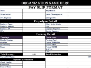 Payslip Formats - Excel Word Template