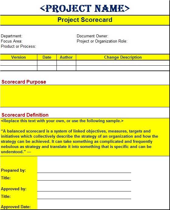 Balance Scorecard Templates