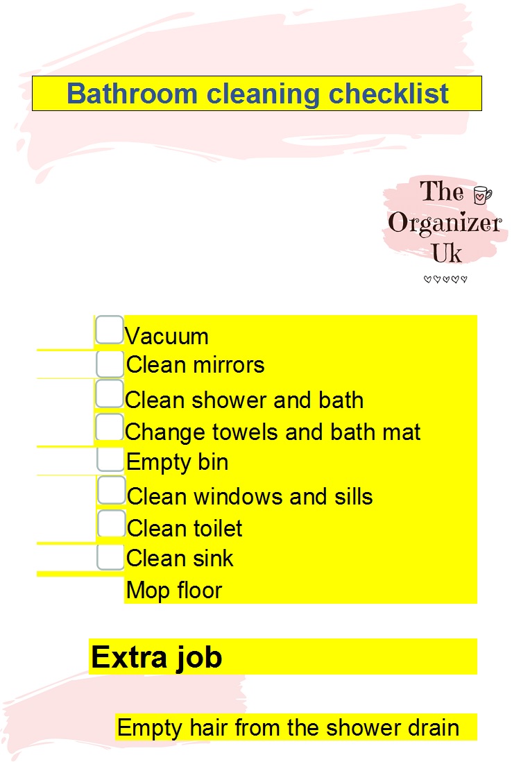 Bathroom Decluttering Checklist Templates