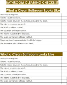 Bathroom Decluttering Checklist Templates - Excel Word Template