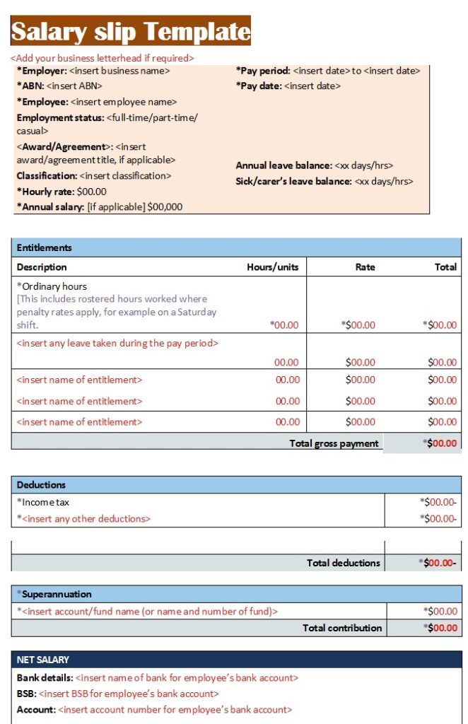 Best 4 Salary Slip Templates - Excel Word Template